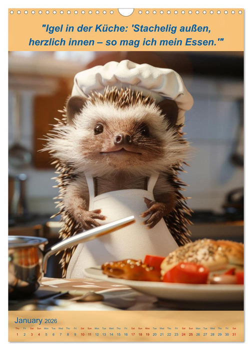 The beastly funny cooking companion (CALVENDO Monthly Calendar 2026)