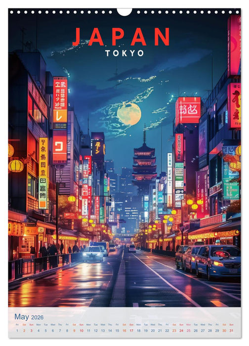 Japan - Old School Poster Style (CALVENDO Monthly Calendar 2026)
