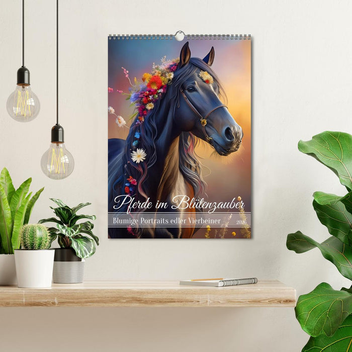 Horses in the magic of flowers - flowery portraits of noble four-legged friends (CALVENDO Monthly Calendar 2026)
