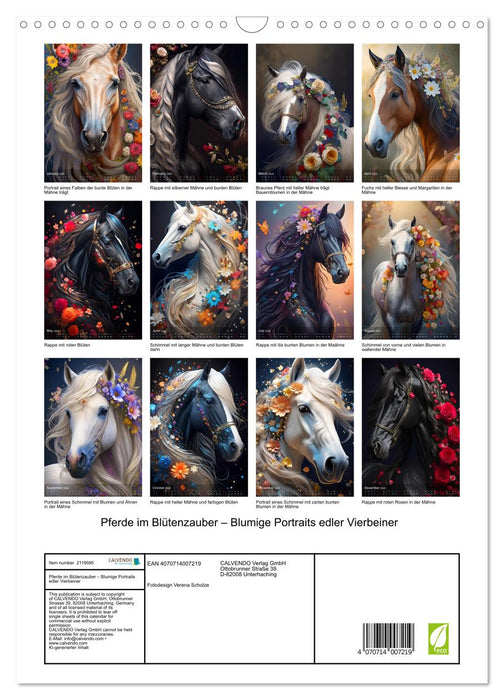 Horses in the magic of flowers - flowery portraits of noble four-legged friends (CALVENDO Monthly Calendar 2026)