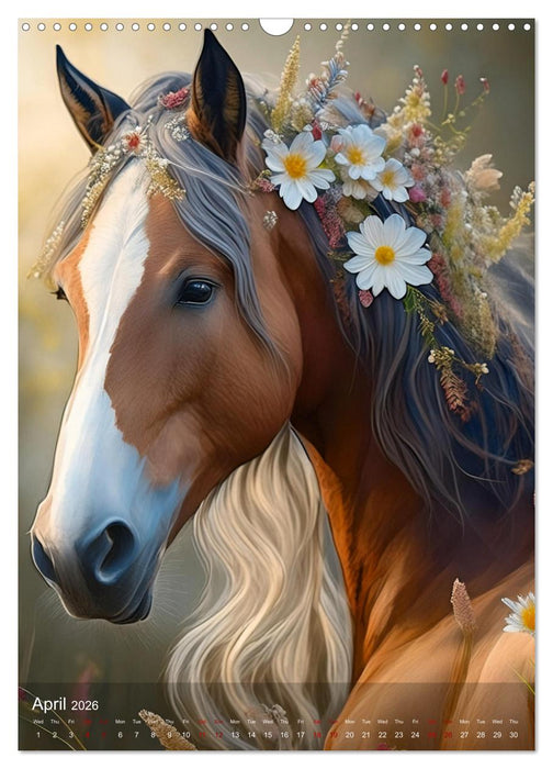 Horses in the magic of flowers - flowery portraits of noble four-legged friends (CALVENDO Monthly Calendar 2026)