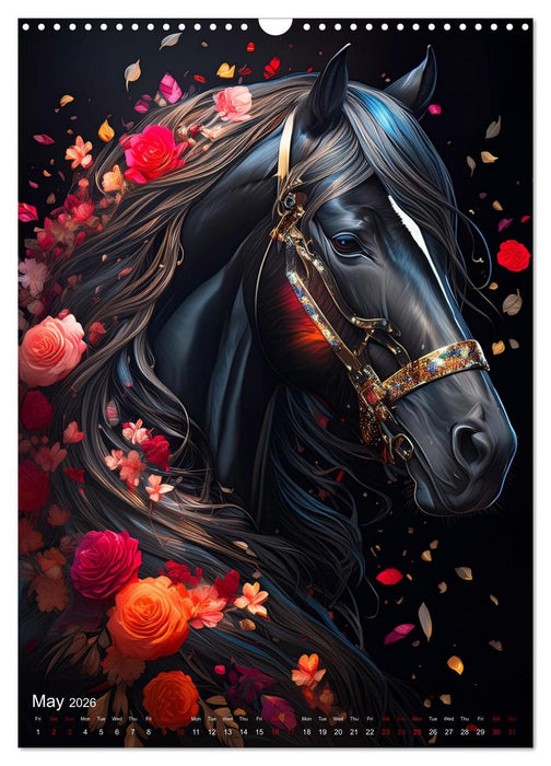 Horses in the magic of flowers - flowery portraits of noble four-legged friends (CALVENDO Monthly Calendar 2026)