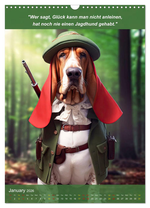 Funny hunting dogs with hunter's jargon (CALVENDO Monthly Calendar 2026)