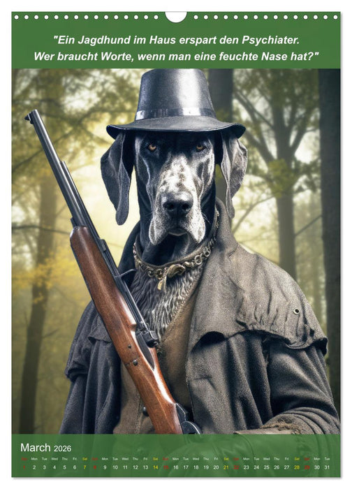 Funny hunting dogs with hunter's jargon (CALVENDO Monthly Calendar 2026)