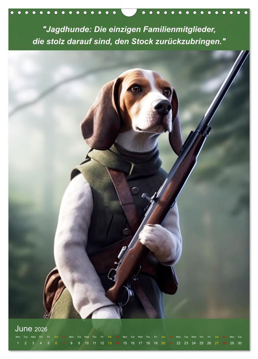 Funny hunting dogs with hunter's jargon (CALVENDO Monthly Calendar 2026)