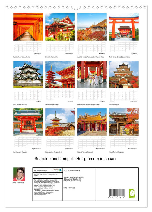 Shrines and temples - sanctuaries in Japan (CALVENDO Monthly Calendar 2026)