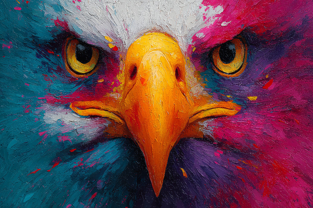 Premium Textil-Leinwand Kraftvolles Adlerportrait in Acryl-Optik