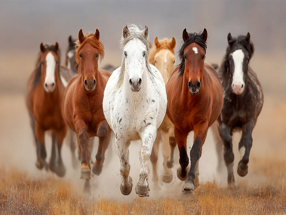 Wild lebende Mustangs im Galopp - CALVENDO Foto-Puzzle'
