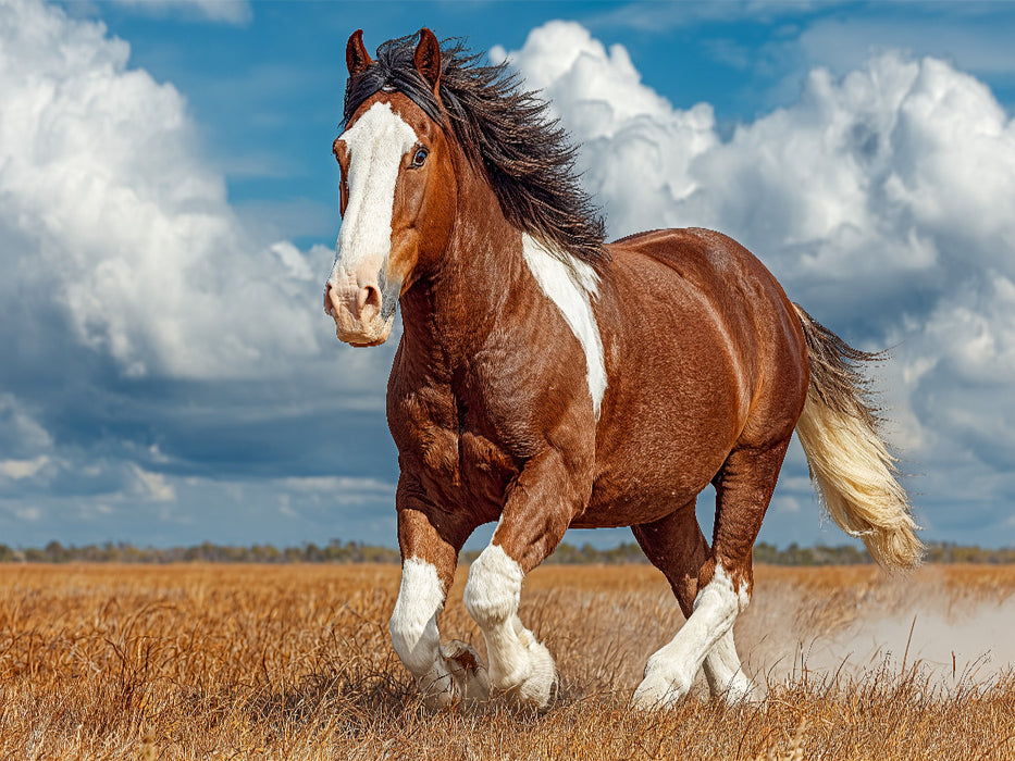Kraftvolles Clydesdale-Pferd in Bewegung - CALVENDO Foto-Puzzle'