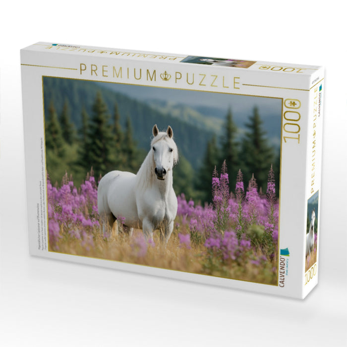 Majestätischer Lipizzaner auf Blumenwiese - CALVENDO Foto-Puzzle'