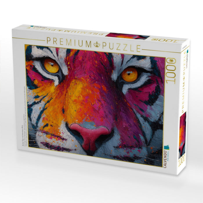 Bunter Tiger mit intensivem Blick - CALVENDO Foto-Puzzle'