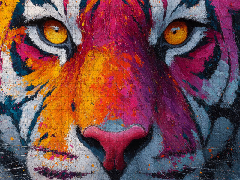 Bunter Tiger mit intensivem Blick - CALVENDO Foto-Puzzle'