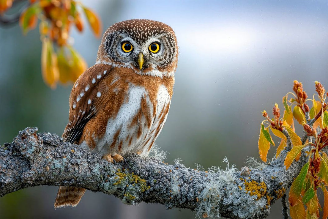 Premium Textil-Leinwand Der Waldkauz in seinem Revier