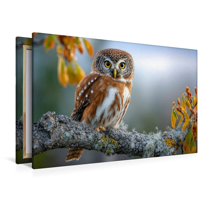 Premium Textil-Leinwand Der Waldkauz in seinem Revier