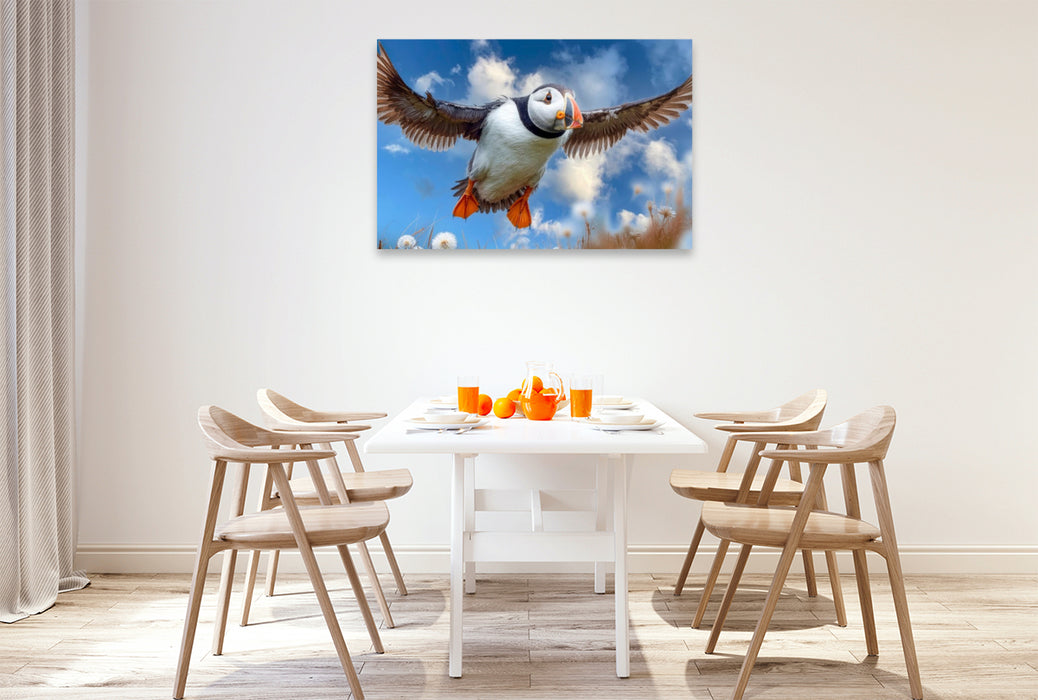 Premium Textil-Leinwand Anflug auf die Klippe