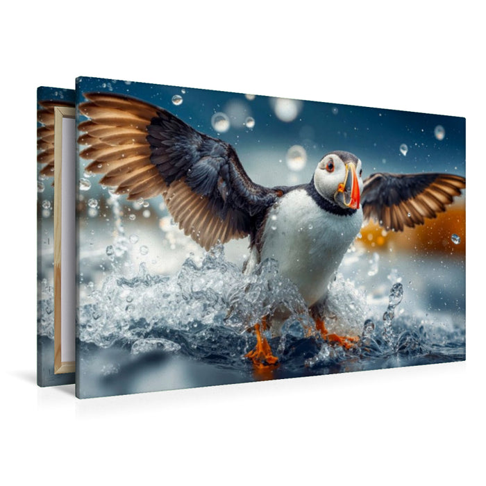 Premium Textil-Leinwand Eine grandiose Wasserlandung