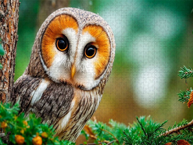 Eine aufmerksame Schleiereule - CALVENDO Foto-Puzzle'