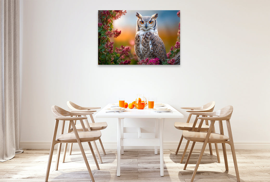 Premium Textil-Leinwand Der Uhu auf der Lauer