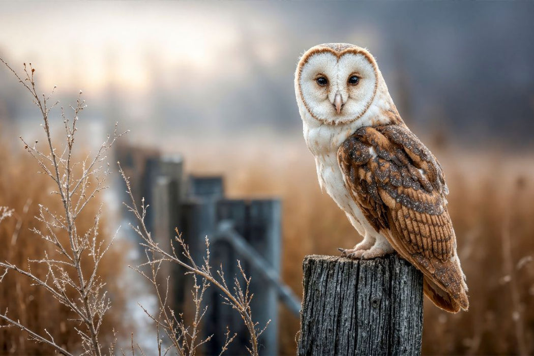 Premium Textil-Leinwand Die Schleiereule, lautlos und anmutig