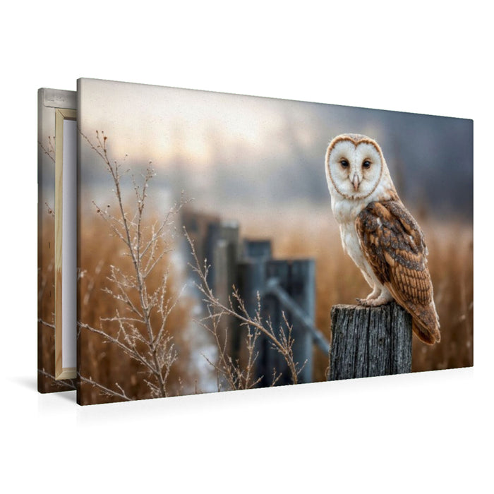 Premium Textil-Leinwand Die Schleiereule, lautlos und anmutig