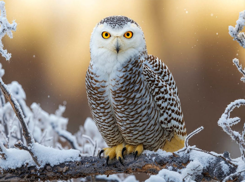 Eine aufmerksame Schneeeule - CALVENDO Foto-Puzzle'