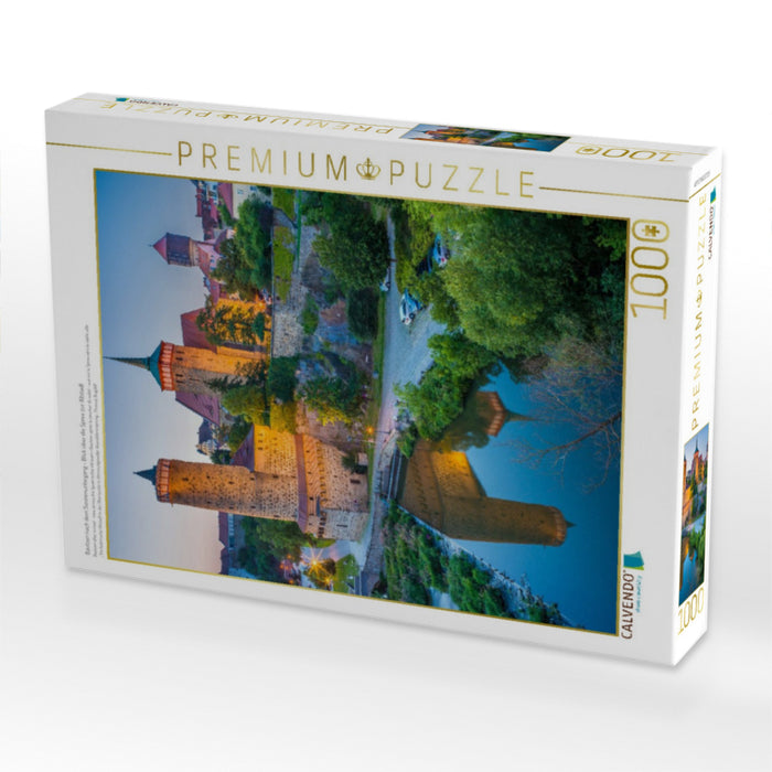 Bautzen nach dem Sonnenuntergang - Blick über die Spree zur Altstadt - CALVENDO Foto-Puzzle'