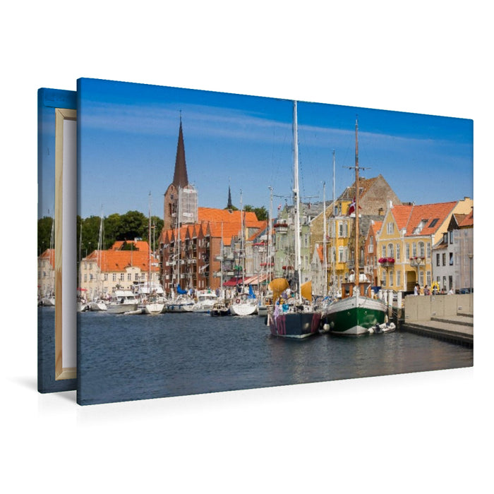 Premium Textil-Leinwand Segelboote am Hafen von Sonderborg, Dänemark