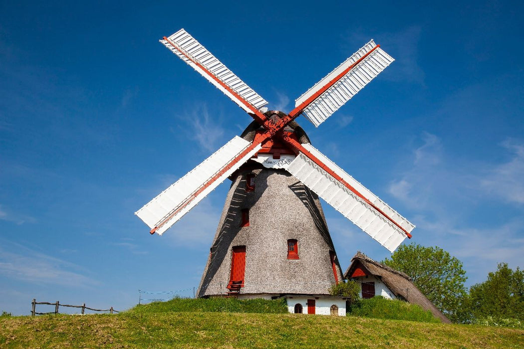 Premium Textil-Leinwand Windmühle Havnbjerg, Sonderborg, Jütland,,Dänemark