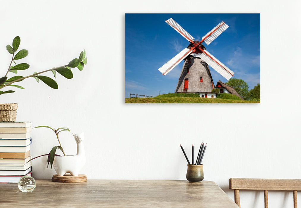 Premium Textil-Leinwand Windmühle Havnbjerg, Sonderborg, Jütland,,Dänemark