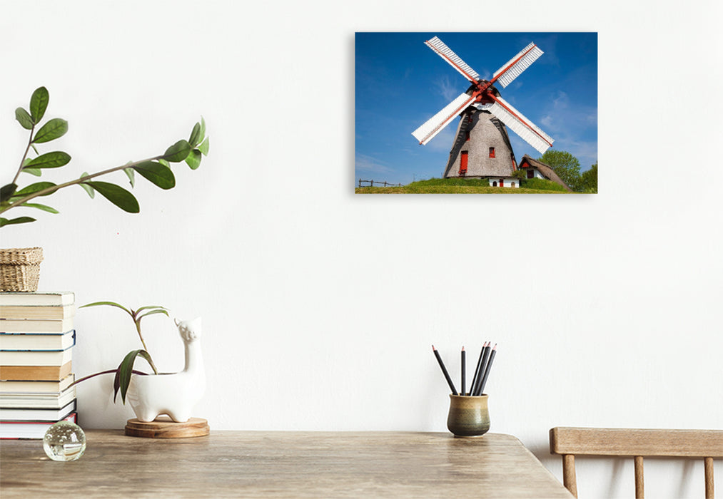 Premium Textil-Leinwand Windmühle Havnbjerg, Sonderborg, Jütland,,Dänemark