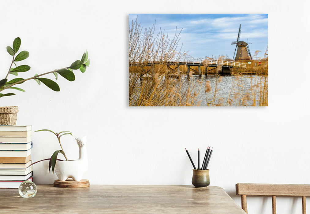 Premium Textil-Leinwand Holländische Windmühle