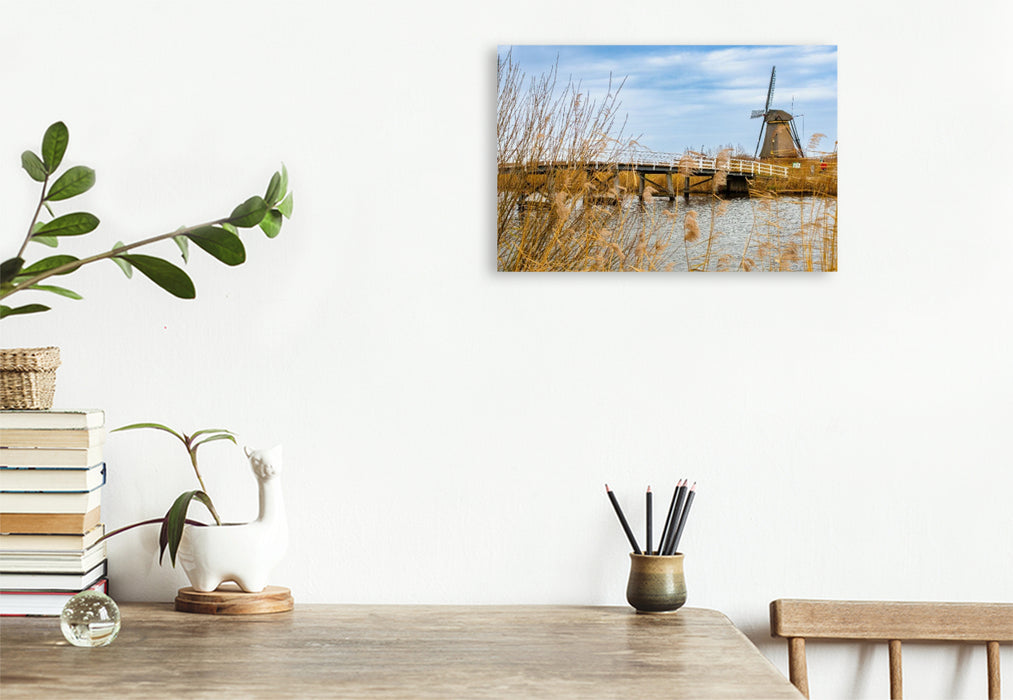 Premium Textil-Leinwand Holländische Windmühle
