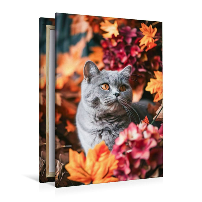 Premium Textil-Leinwand Herbstblumen