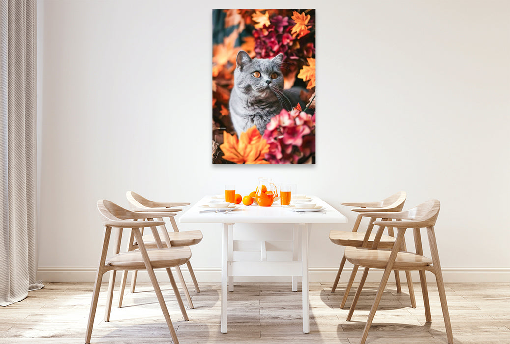 Premium Textil-Leinwand Herbstblumen