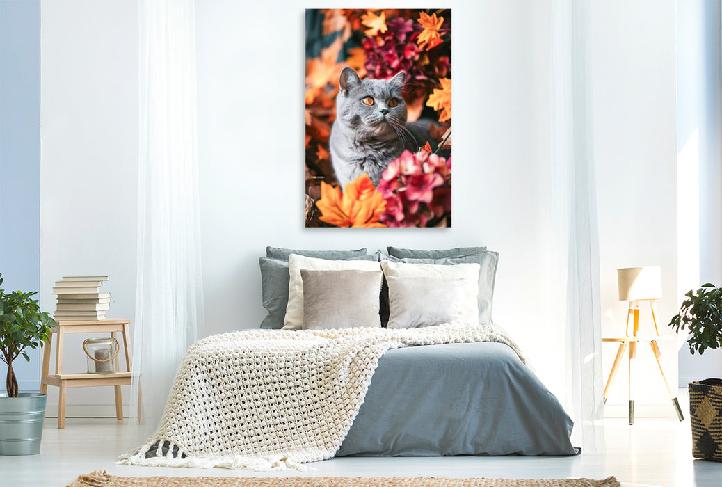 Premium Textil-Leinwand Herbstblumen