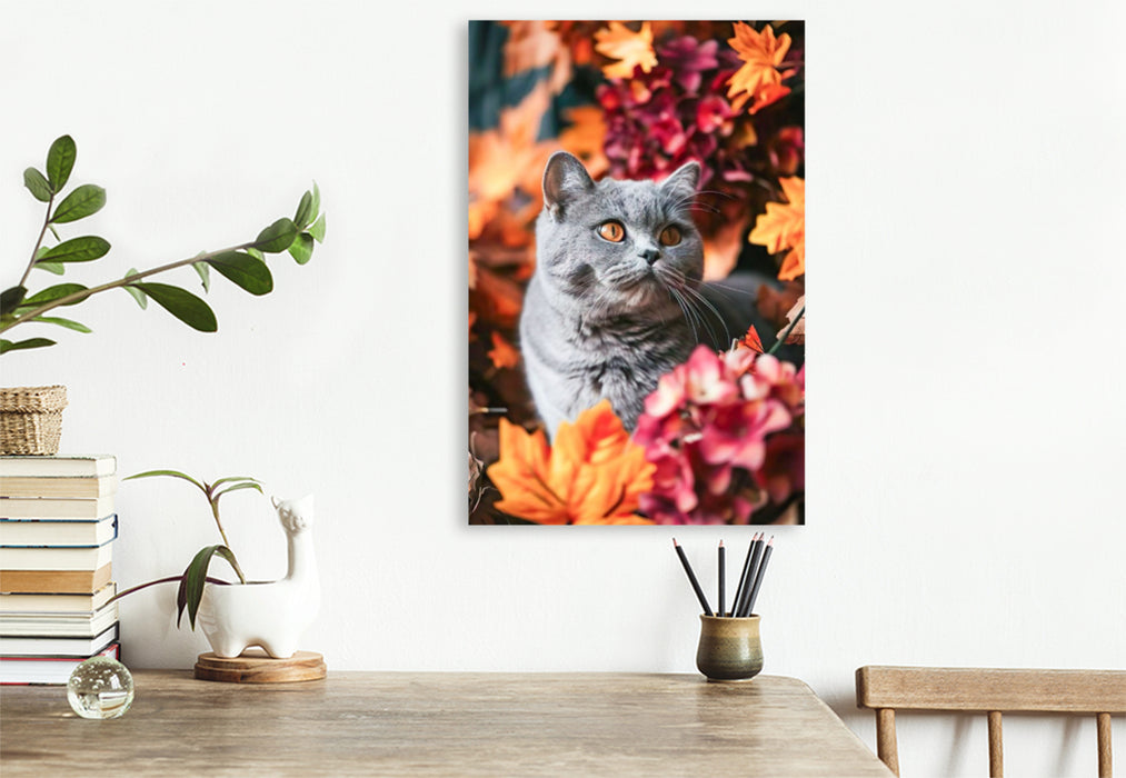 Premium Textil-Leinwand Herbstblumen