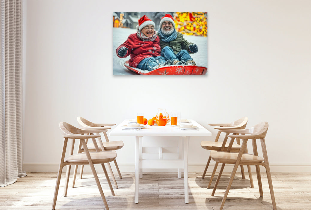 Premium Textil-Leinwand Vollgas durch den Winter