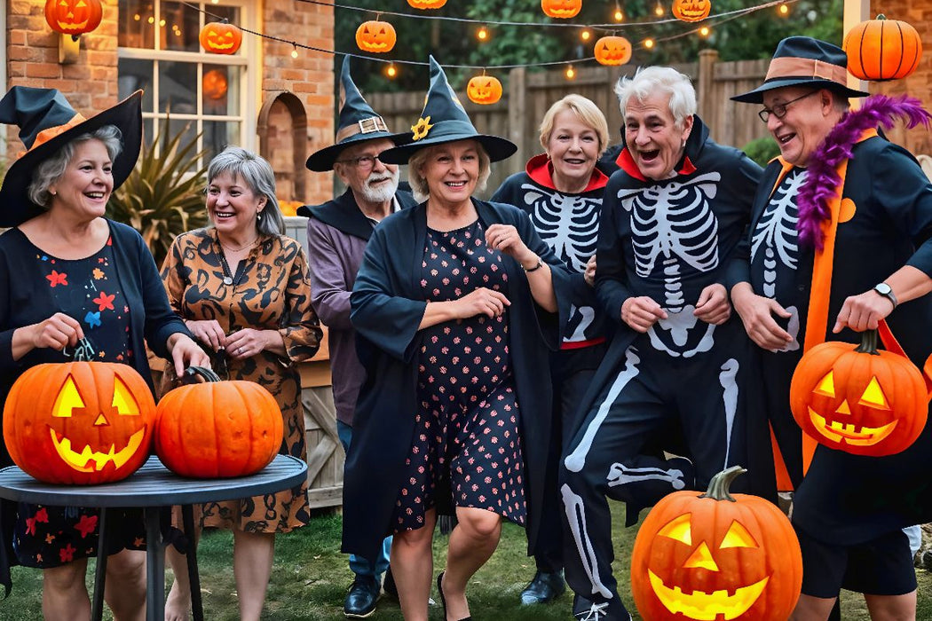Premium Textil-Leinwand Senioren feiern Halloween
