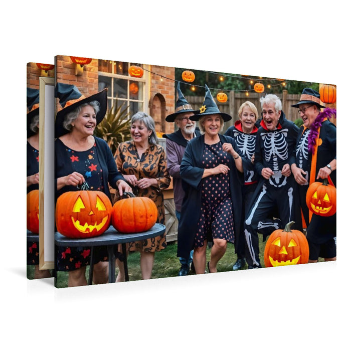Premium Textil-Leinwand Senioren feiern Halloween