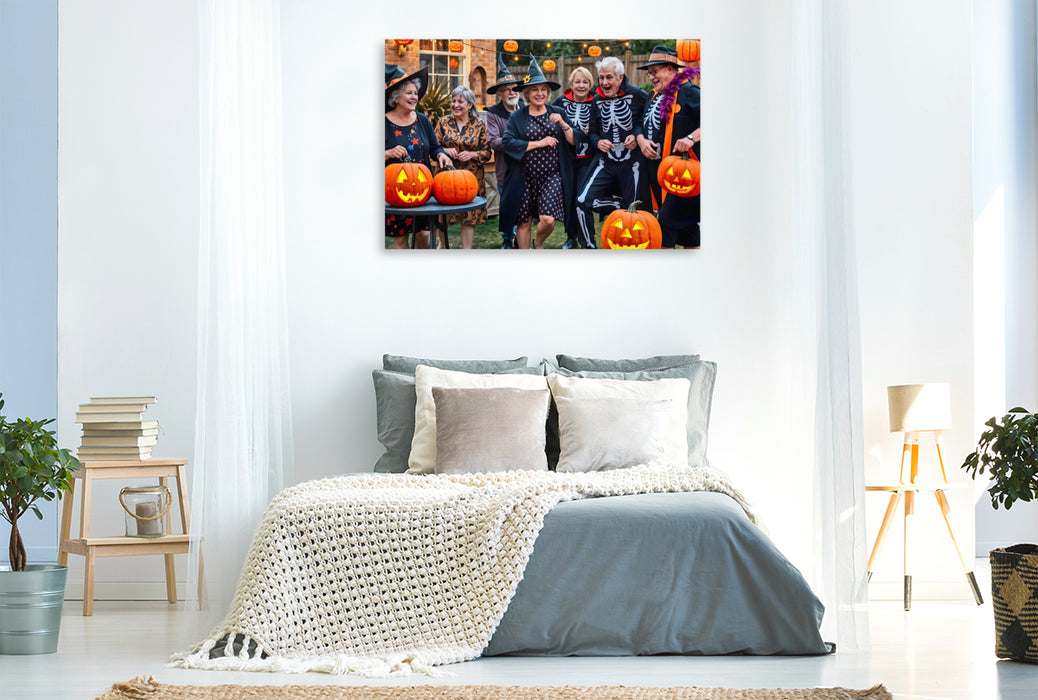 Premium Textil-Leinwand Senioren feiern Halloween