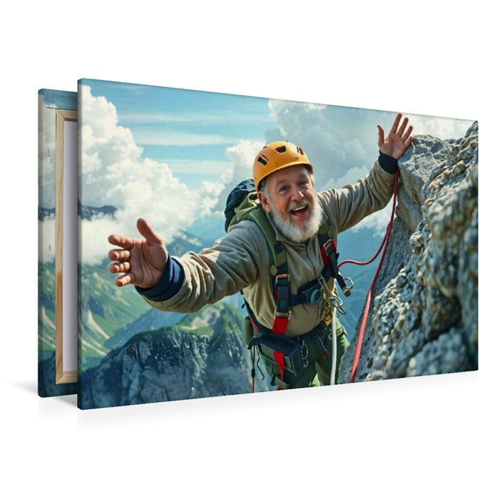Premium Textil-Leinwand Gipfelstürmer im Alter