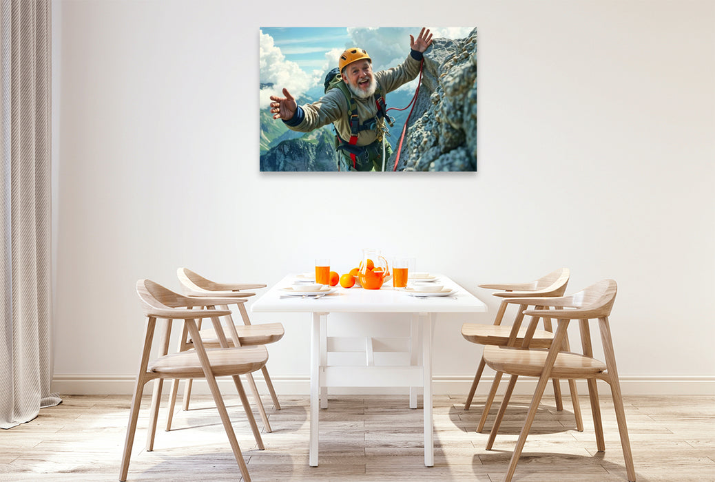 Premium Textil-Leinwand Gipfelstürmer im Alter