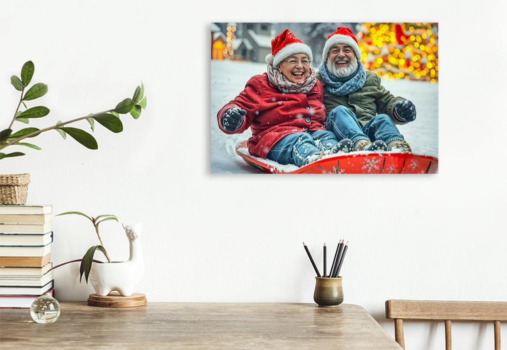 Premium Textil-Leinwand Vollgas durch den Winter