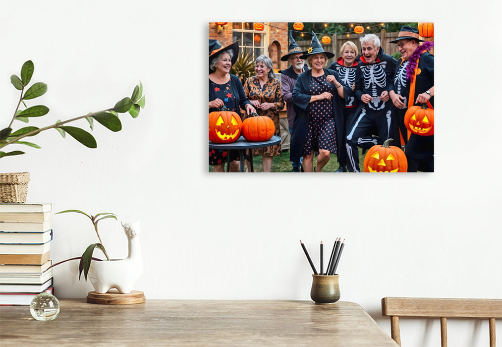 Premium Textil-Leinwand Senioren feiern Halloween