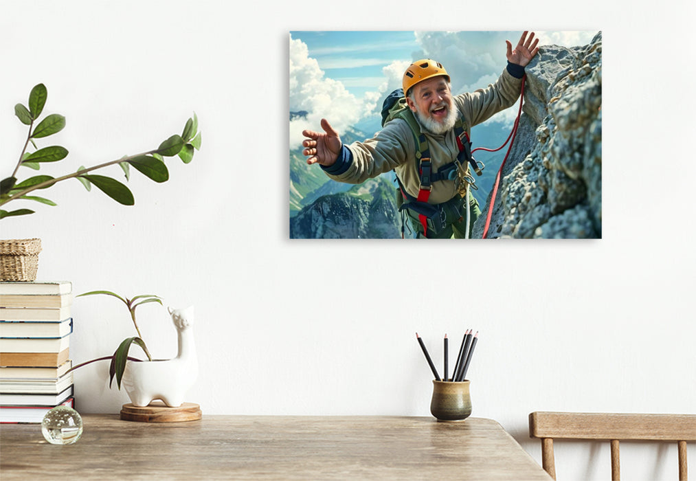 Premium Textil-Leinwand Gipfelstürmer im Alter