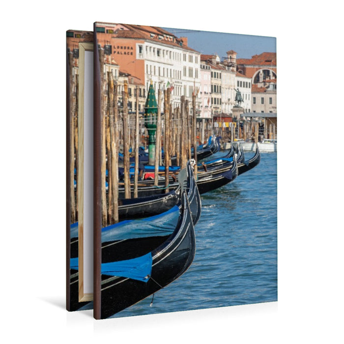 Premium Textil-Leinwand Venedig - Gondeln am Markusplatz