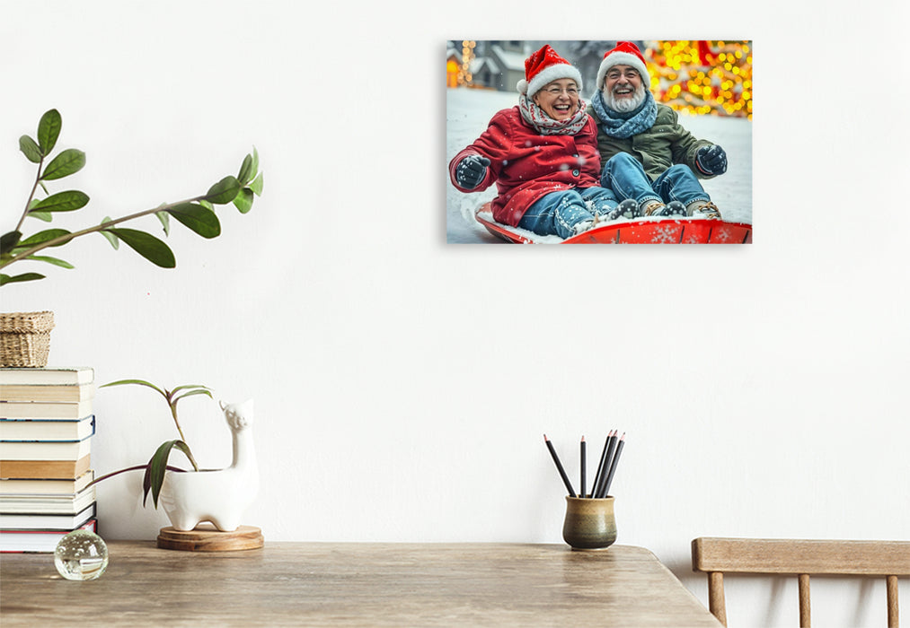 Premium Textil-Leinwand Vollgas durch den Winter