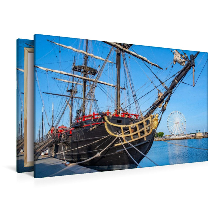 Premium Textil-Leinwand Segelschiff, Saint Malo, Bretagne