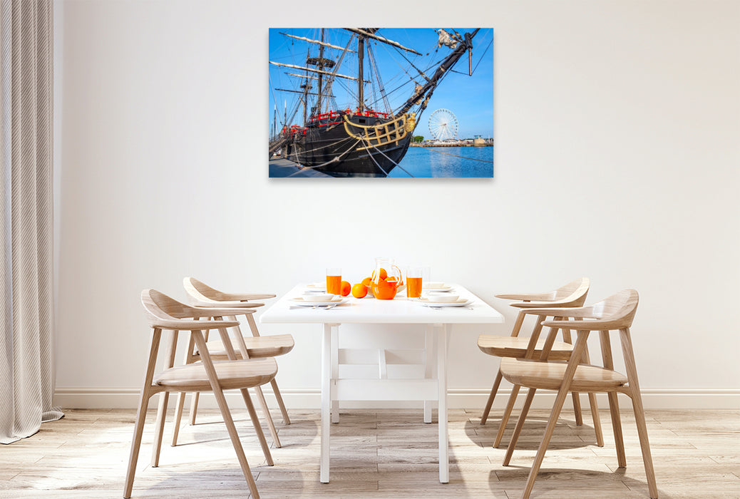 Premium Textil-Leinwand Segelschiff, Saint Malo, Bretagne