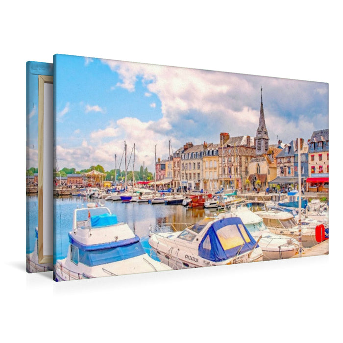 Premium Textil-Leinwand Anlegestelle, Honfleur, Normandie